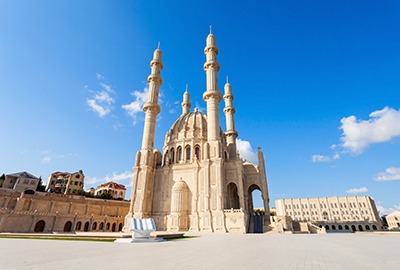 The Heydar Aliyev Mosque in Baku, Azerbaijan